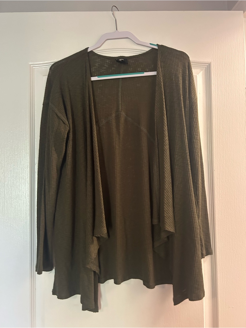 bobeau Olive Open-Front Lightweight Cardigan